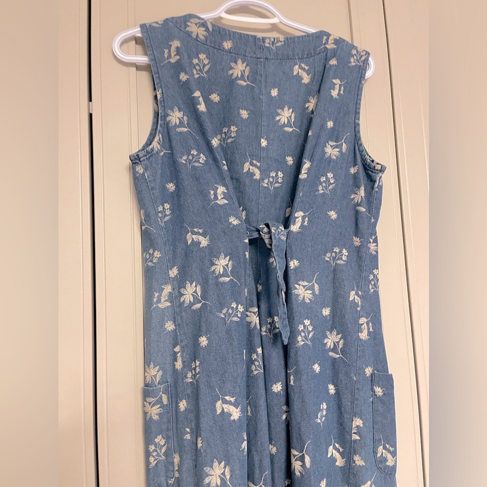 Vintage 90’s Leigh Morgan Cotton Denim Button Down Sleeveless Maxi Dress - Picture 9 of 11